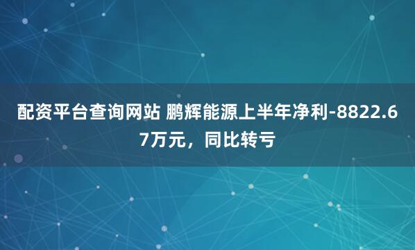 配资平台查询网站 鹏辉能源上半年净利-8822.67万元，同比转亏