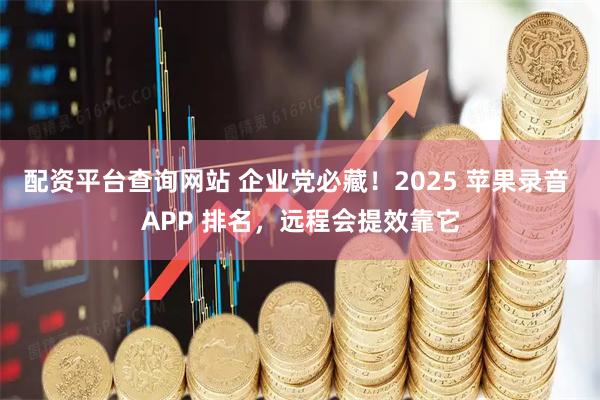 配资平台查询网站 企业党必藏！2025 苹果录音 APP 排名，远程会提效靠它